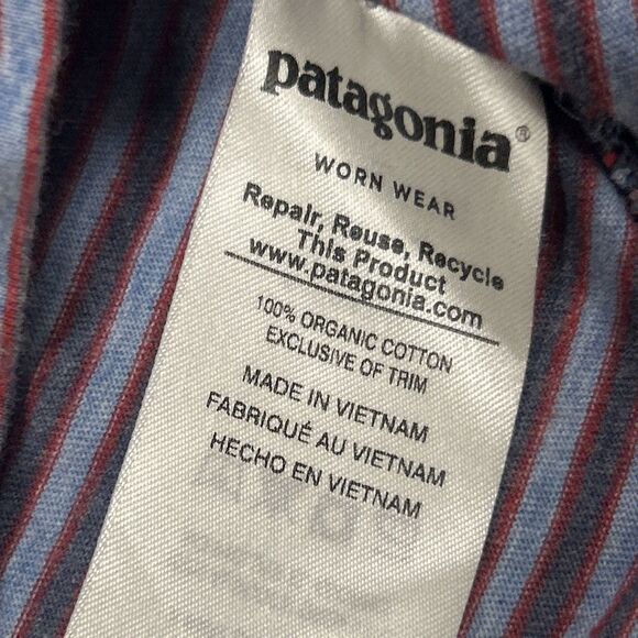 Patagonia Squeaky Clean Polo Shirt Mens Large Striped Organic Cotton 52776 - Picture 5 of 9